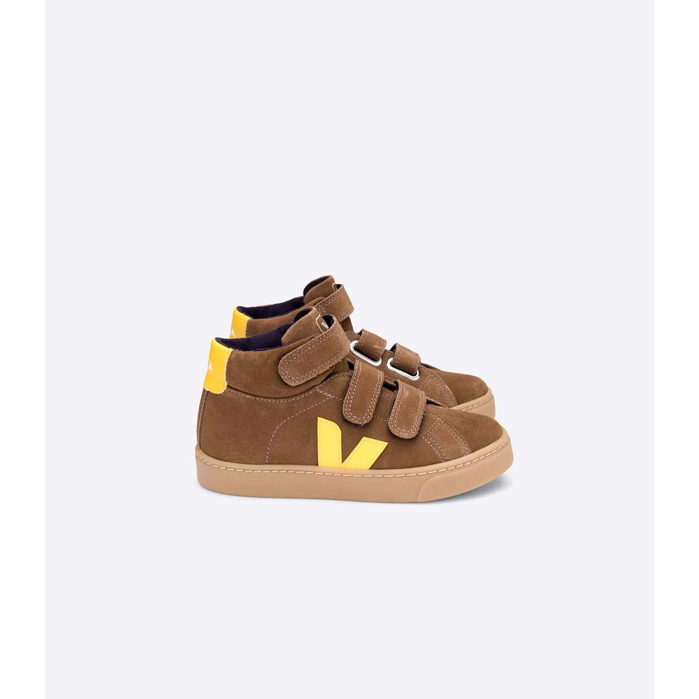 Kids\' Veja ESPLAR MID SUEDE High Tops Coffee | SG 696LIS